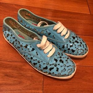 Jeffrey Campbell Aqua Blue Floral Cutout Sneakers